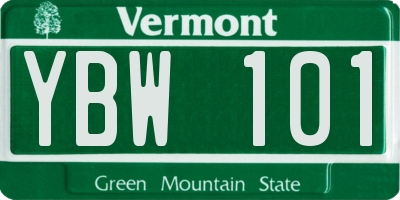 VT license plate YBW101