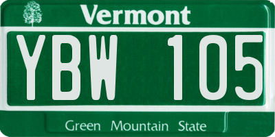VT license plate YBW105