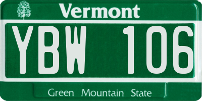 VT license plate YBW106