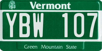 VT license plate YBW107