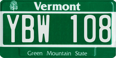 VT license plate YBW108