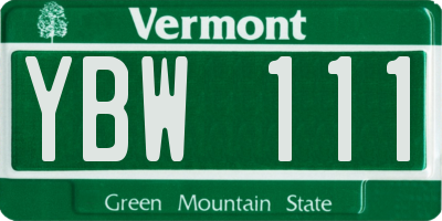 VT license plate YBW111