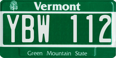 VT license plate YBW112