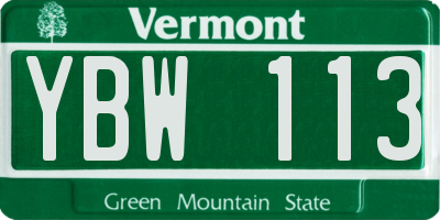 VT license plate YBW113
