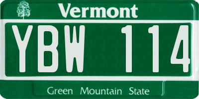 VT license plate YBW114