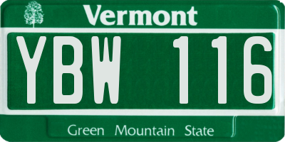 VT license plate YBW116