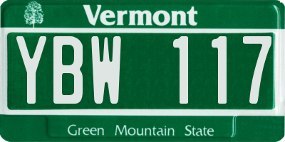 VT license plate YBW117