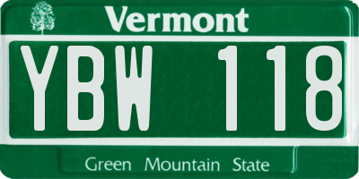 VT license plate YBW118