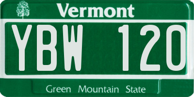 VT license plate YBW120