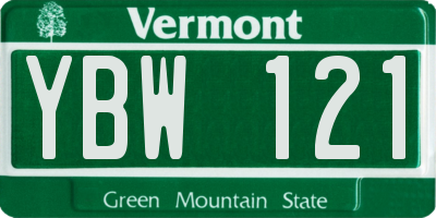 VT license plate YBW121