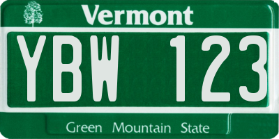 VT license plate YBW123
