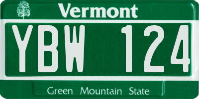 VT license plate YBW124