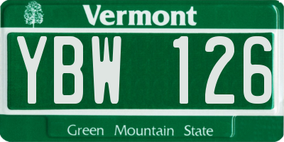 VT license plate YBW126