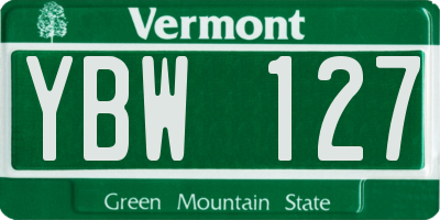VT license plate YBW127