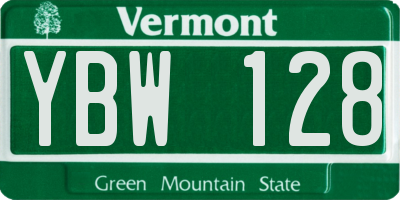VT license plate YBW128