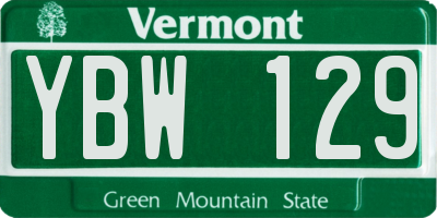 VT license plate YBW129