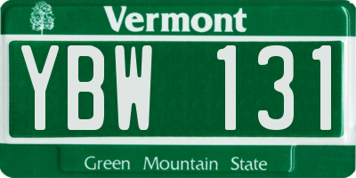 VT license plate YBW131