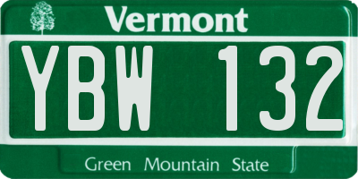 VT license plate YBW132