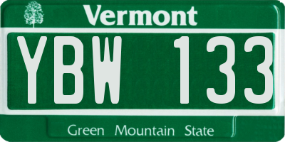VT license plate YBW133