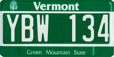 VT license plate YBW134