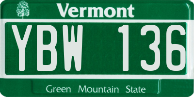 VT license plate YBW136