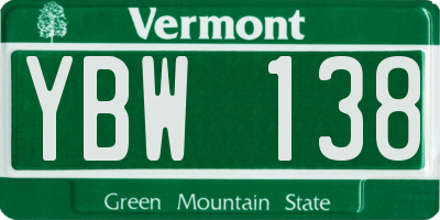 VT license plate YBW138