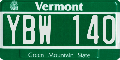 VT license plate YBW140