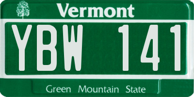 VT license plate YBW141