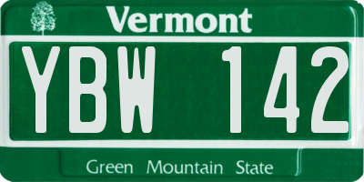VT license plate YBW142