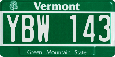VT license plate YBW143