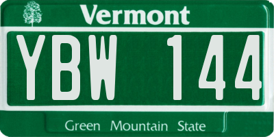 VT license plate YBW144