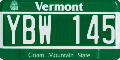 VT license plate YBW145