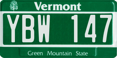 VT license plate YBW147