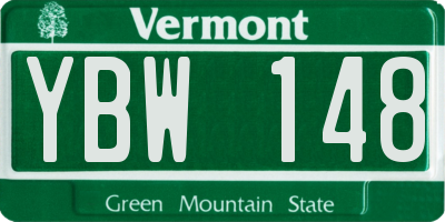 VT license plate YBW148