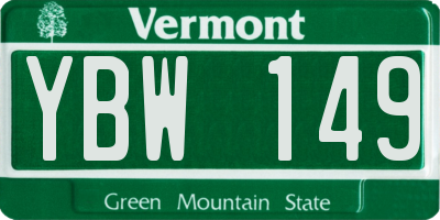 VT license plate YBW149