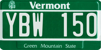 VT license plate YBW150