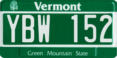 VT license plate YBW152