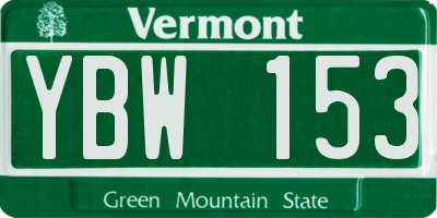 VT license plate YBW153