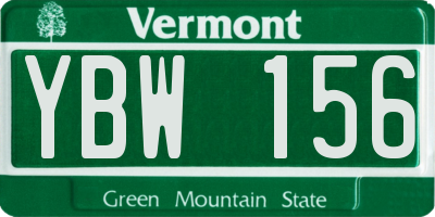 VT license plate YBW156