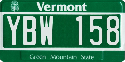 VT license plate YBW158