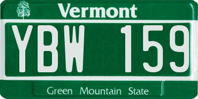 VT license plate YBW159