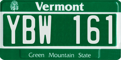 VT license plate YBW161