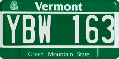 VT license plate YBW163