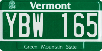 VT license plate YBW165