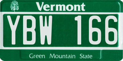 VT license plate YBW166