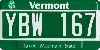 VT license plate YBW167