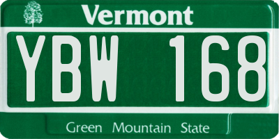 VT license plate YBW168