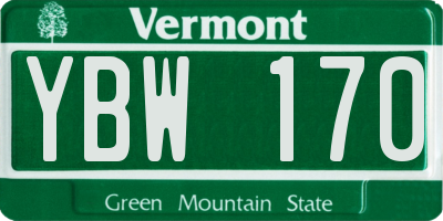 VT license plate YBW170