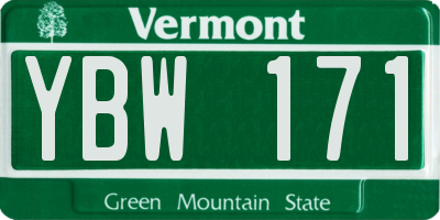VT license plate YBW171