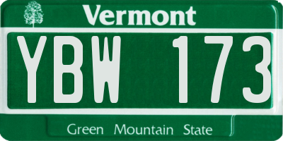 VT license plate YBW173